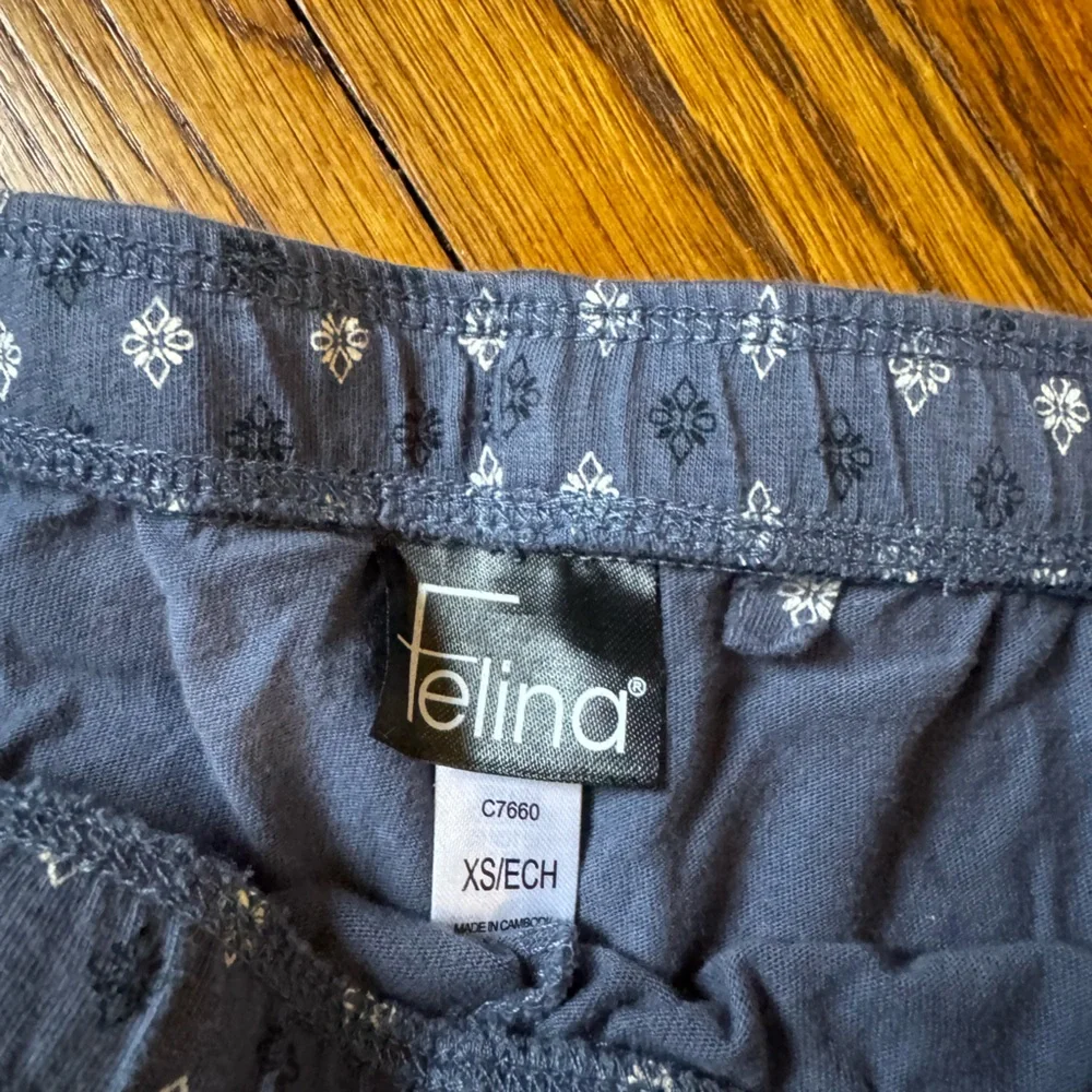 Felina Navy Blue Printed Drawstring Sleep Shorts - Picture 2 of 3